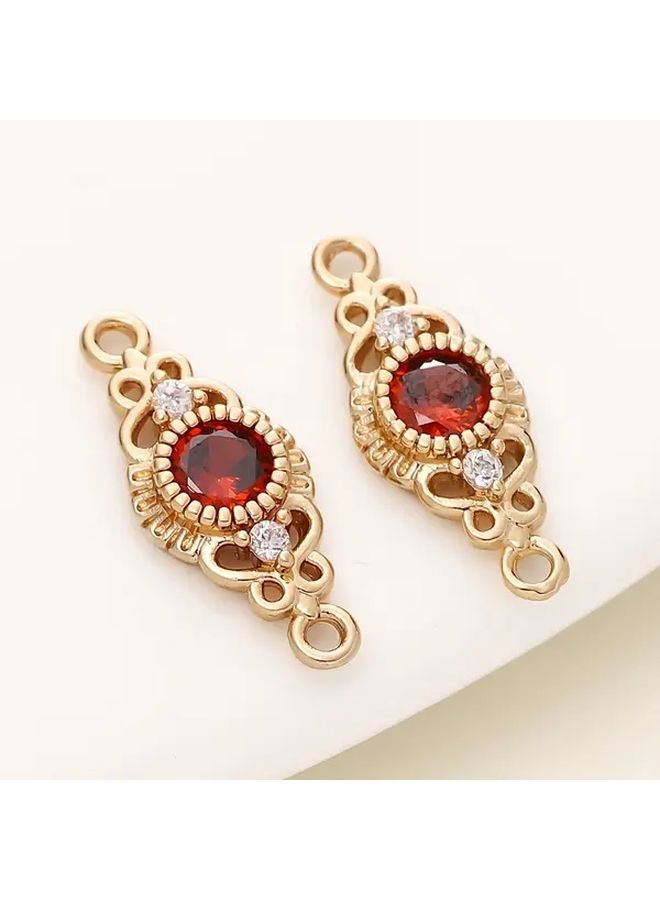 Golden Orange 18K Gold Plated Brass Floral Pendants With Gemstone Settings For DIY Jewelry Making - Image 2